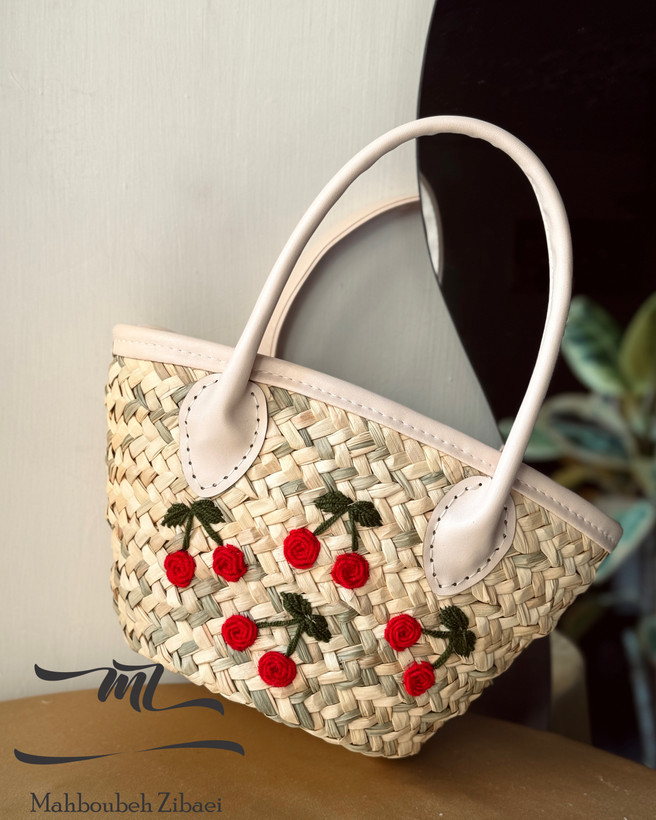 کیف حصیری گیلاس زنانه؛کیف تابستانی دستدوز