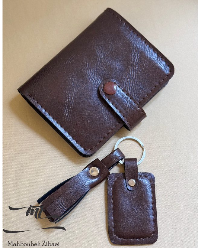 کیف پول و جاکلیدی قهوه ای mz design